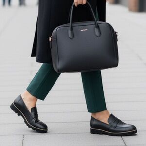 Vionic Cheryl II Black Nappa Leather Loafers – Women’s Size 12W – New in Box